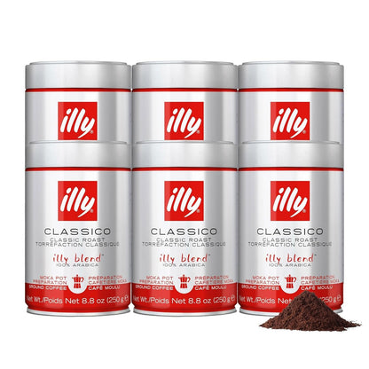 illy Intenso Ground Espresso Coffee, Bold Roast, Intense, Robust and Full Flavored With Notes of Deep Cocoa, 100% Arabica Coffee, No Preservatives, 8.8 Ounce Can (Pack of 1)