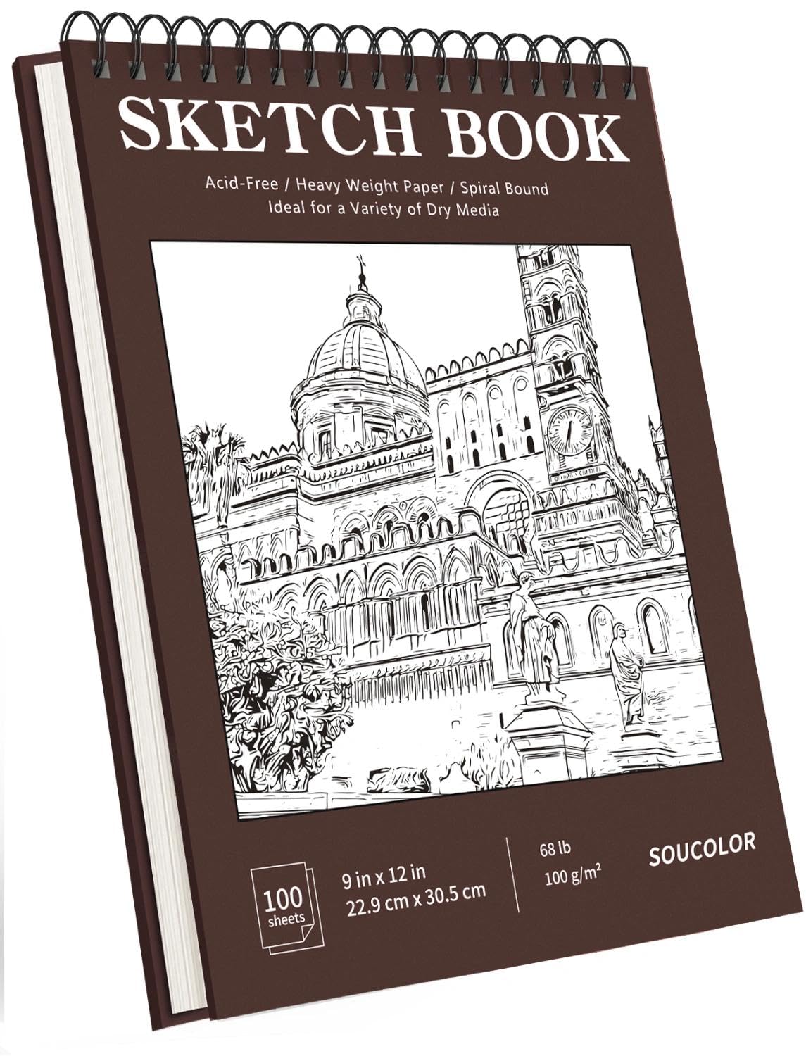 Soucolor Sketch Book 9" x 12", 100 Sheets Kids Art Sketchbook Drawing Pad