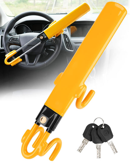 Tevlaphee Steering Wheel Lock Anti-Theft Car Device Heavy Duty Security Car Lock Antitheft Locking Devices Great Deterrent Adjustable Car Wheel Lock Anti Theft for Vehicle Truck with 3 Keys(Black)