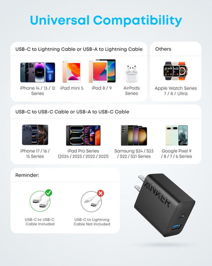 Anker Phone Charger, 20W USB C Charger Block, Type C Charger Fast Charging