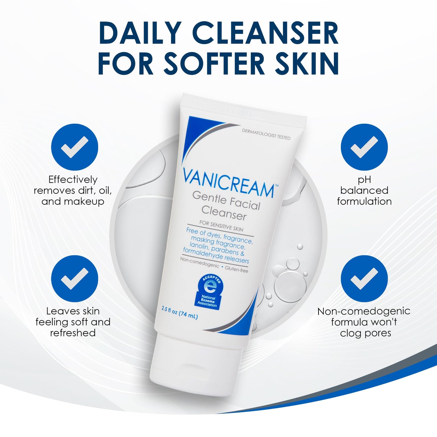 Vanicream Gentle Facial Cleaner, pH-Balanced Face Wash, 8 Fl Oz