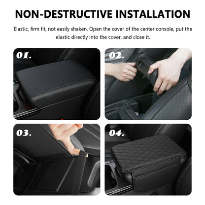 Stacool Upgraded Car Center Console Cover,Microfiber Leather Car Armrest Cover Cushion with 2 Storage Bags,Universal Car Armrest Storage Box (Black)