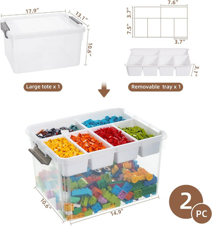 Citylife 6Qt 4Packs Clear Craft Organizers and Storage BOX, Sensory Bins
