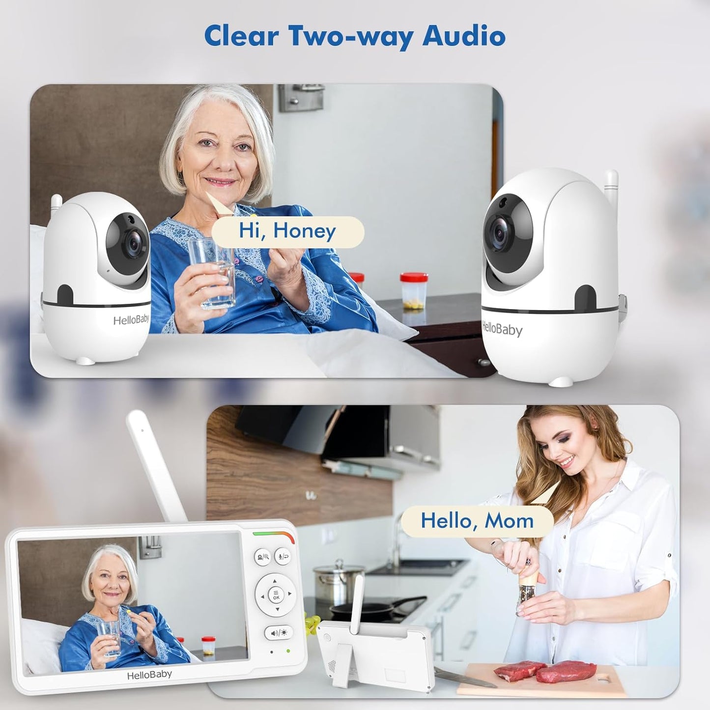 HelloBaby 6'' No WiFi Video Baby Monitor with Camera Audio, 30H Battery
