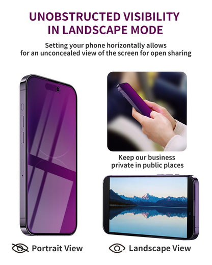 2 Pack Privacy Screen Protector for iPhone 17 Pro Max Tempered Glass 6.9'' Private Saver Anti-Spy Eye Protection Anti-Scratch Full Coverage No Bubble