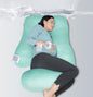 MOON PARK Pregnancy Pillows for Sleeping - U Shaped Full Body Maternity Pillow with Removable Cover - Support for Back, Legs, Belly, HIPS - 65 Inch - Aquamarine