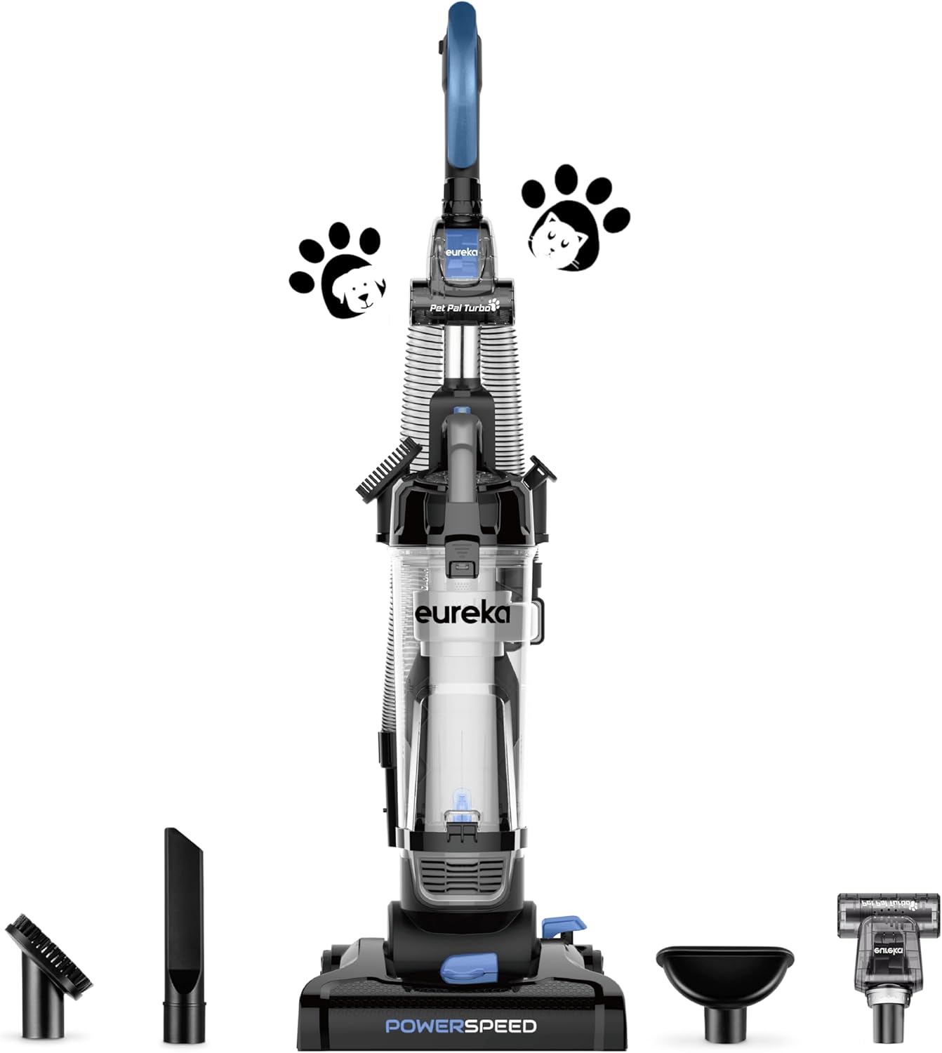Eureka PowerSpeed Lightweight Upright Vacuum Cleaner for Carpet and Hard Floor, Powerful Bagless Upright Vacuum Cleaner for Home Pets, NEU181A, Blue