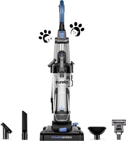 Eureka PowerSpeed Lightweight Upright Vacuum Cleaner for Carpet and Hard Floor, Powerful Bagless Upright Vacuum Cleaner for Home Pets, NEU181A, Blue