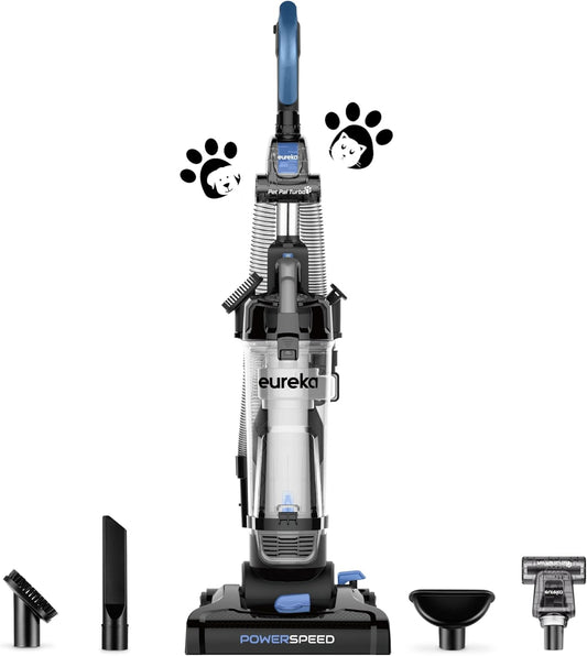 Eureka PowerSpeed Lightweight Upright Vacuum Cleaner for Carpet and Hard Floor, Powerful Bagless Upright Vacuum Cleaner for Home Pets, NEU181A, Blue