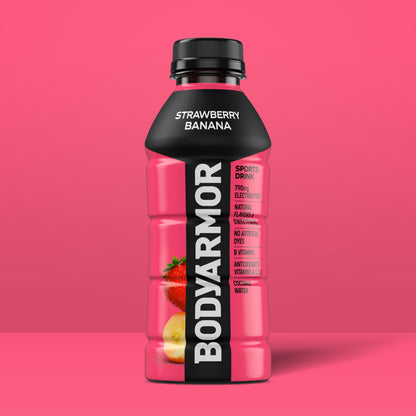 BODYARMOR Sports Drink, Strawberry Banana, Electrolyte Drink Hydration, 12 Fl Oz Bottles (8 Pack), Flavored Coconut Water with B Vitamins & Antioxidants