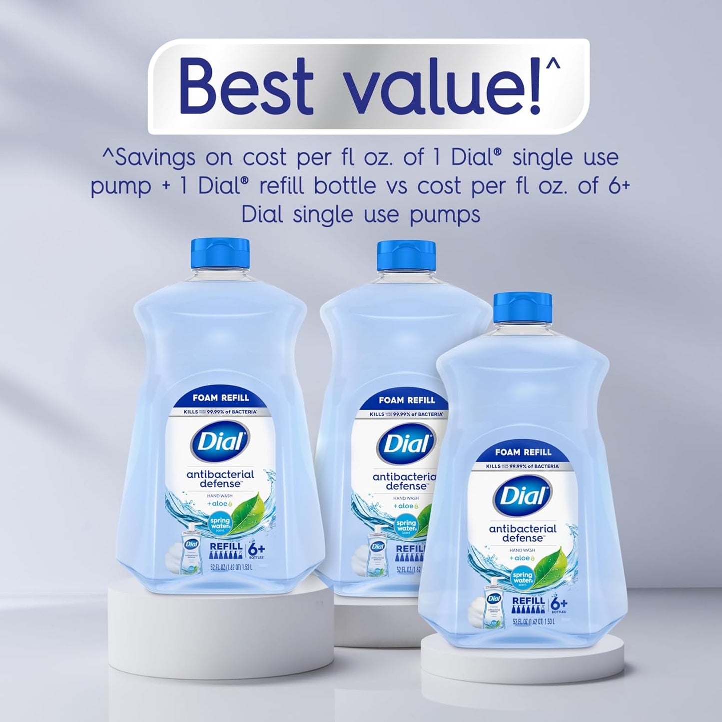 Dial Antibacterial Defense Foaming Hand Soap Refill, Spring Water, 52 Fl Oz