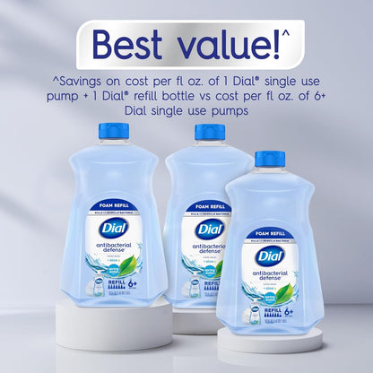 Dial Antibacterial Defense Foaming Hand Soap Refill, Spring Water, 52 Fl Oz