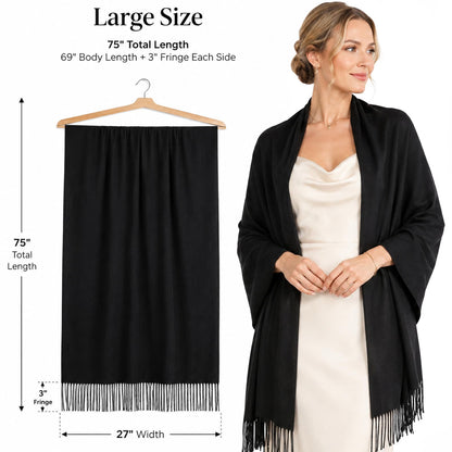 RIIQIICHY Women's Fringe Shawl Wrap Pashmina Scarf for Wedding Evening