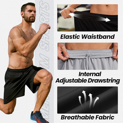 BALENNZ Mens Athletic Shorts with Pockets Quick Dry Workout Shorts Men