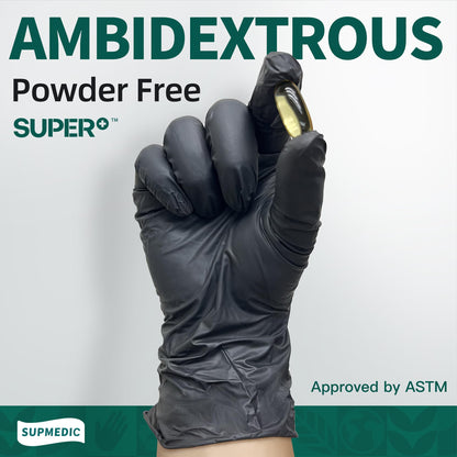 Supmedic Vinyl Disposable Exam Gloves, Black 4Mil Powder-Free Latex-Free Medical Food Safe Cooking Cleaning Glove 100 &1000Ct