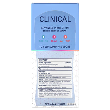 Secret Clinical Strength 100HR Sweat & Odor, Clear Gel Antiperspirant Deodorant for Women, 3X Stress Protection with Hyaluronic Acid, PH Balancing Minerals, Clear Lavender Scent, 2.6 oz