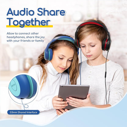 EarFun K1 Kids Headphones Wired with Mic, Volume Limit Headphones for Kids