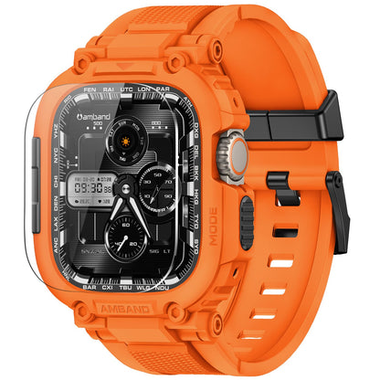 amBand Bands Compatible with Apple Watch 9/8/7/6/5/4 & SE 3/2/1 45mm/44mm Case for Men, M1 Sport Series Rugged Case Protective Cover for iWatch SE3/SE2/6/SE/5/4 44/45 mm Men Black