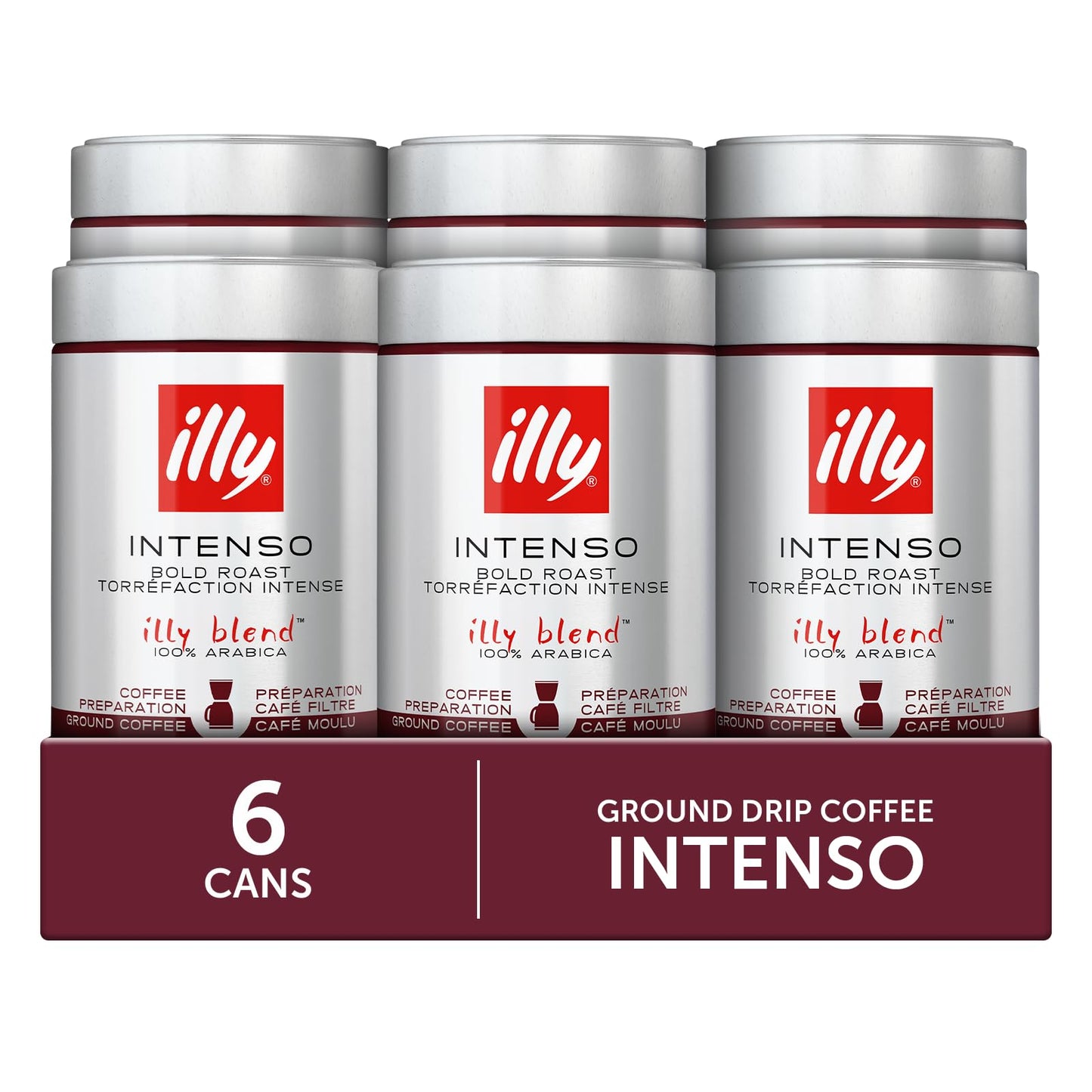 illy Intenso Ground Espresso Coffee, Bold Roast, Intense, Robust and Full Flavored With Notes of Deep Cocoa, 100% Arabica Coffee, No Preservatives, 8.8 Ounce Can (Pack of 1)