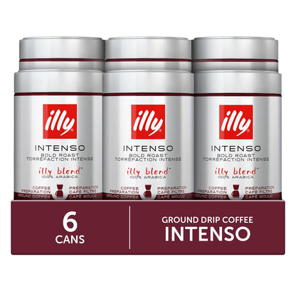 illy Intenso Ground Espresso Coffee, Bold Roast, Intense, Robust and Full Flavored With Notes of Deep Cocoa, 100% Arabica Coffee, No Preservatives, 8.8 Ounce Can (Pack of 1)