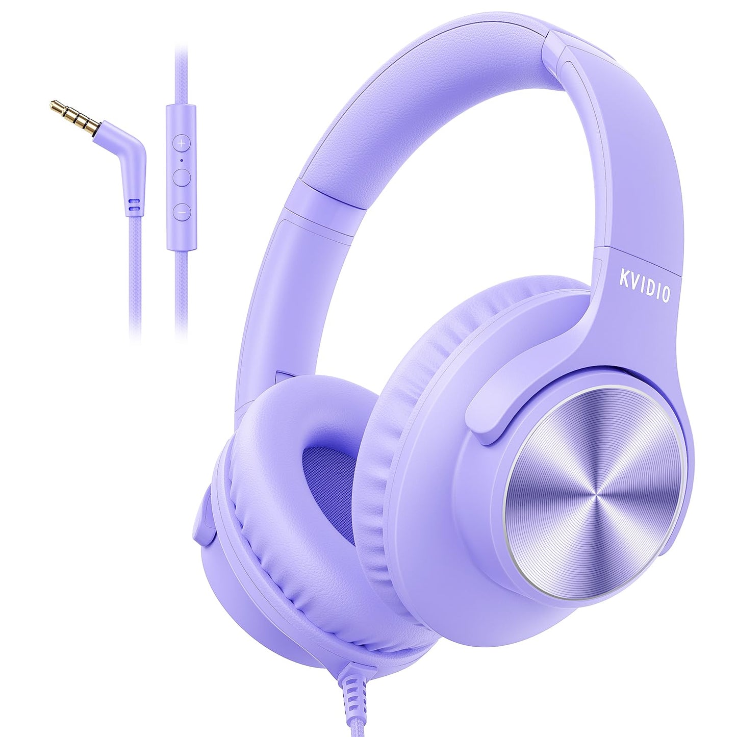 Wired Headphones with Mic, Over-Ear 3.5mm Corded Headphone for School Black