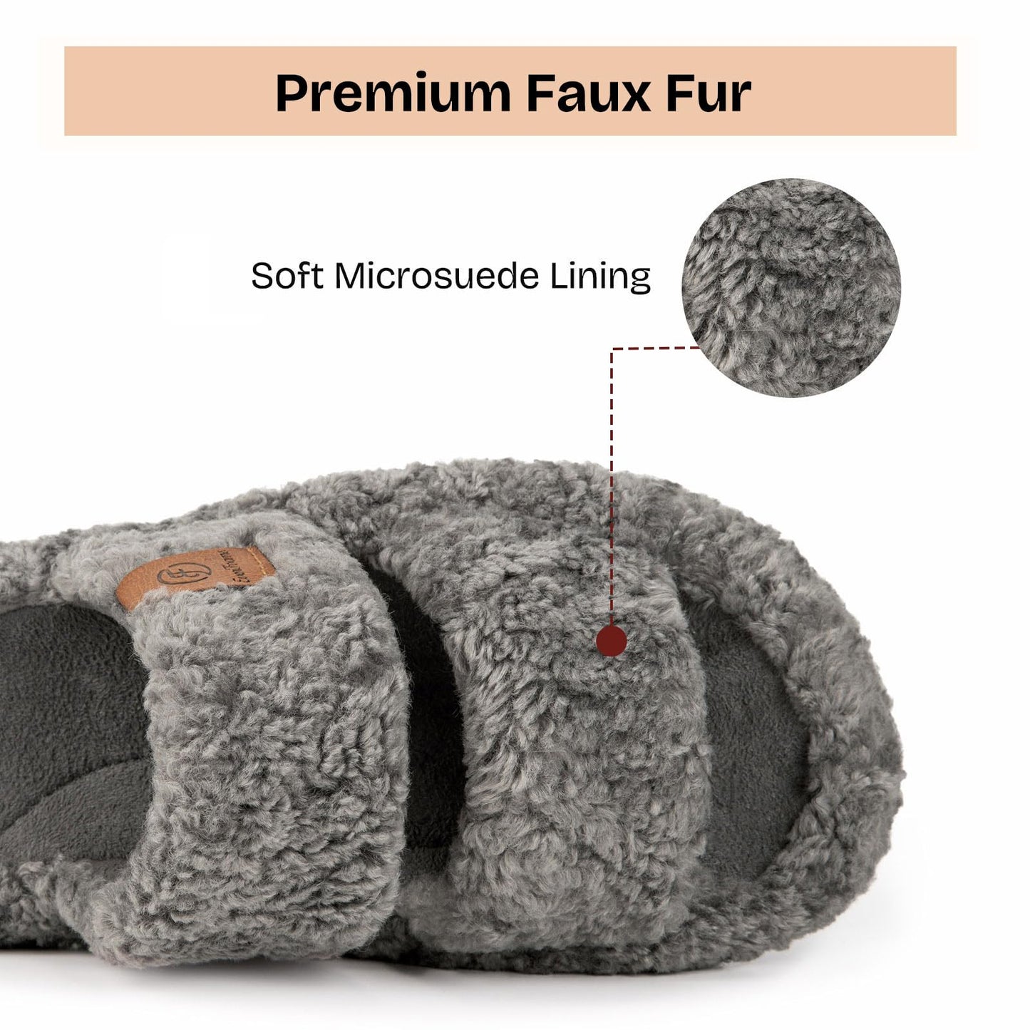 EverFoams Womens Fuzzy Open-toe Slippers Memory Foam Indoor House Shoes