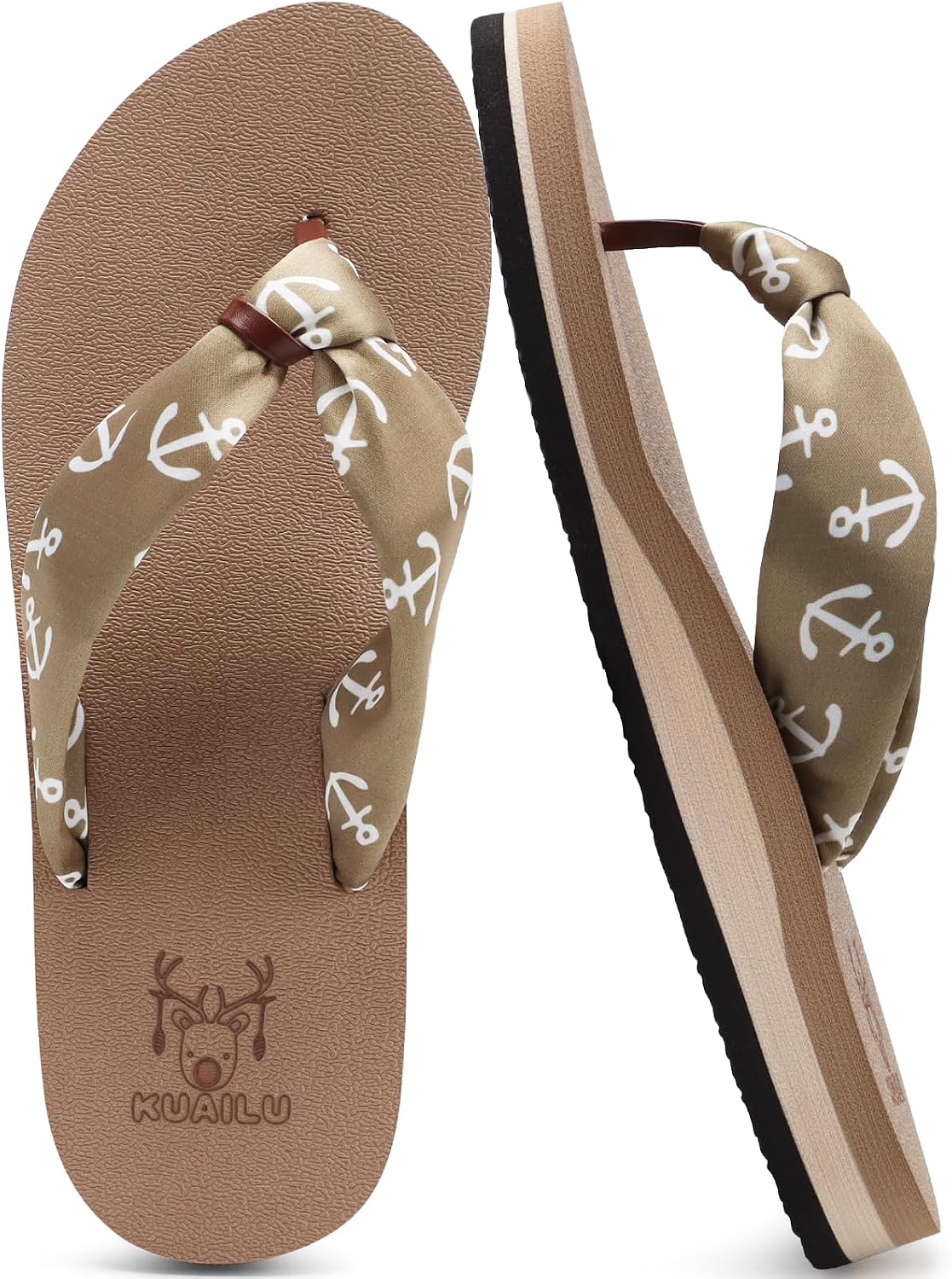 KuaiLu Flip Flops for Women with Arch Support Summer Beach Thong Sandals