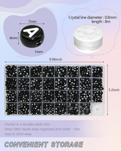 Looconi 810pcs Gold Letter Beads Square 6x6mm White Cube Acrylic Alphabet A-Z with Heart Pattern and Crystal Line for Jewelry Making