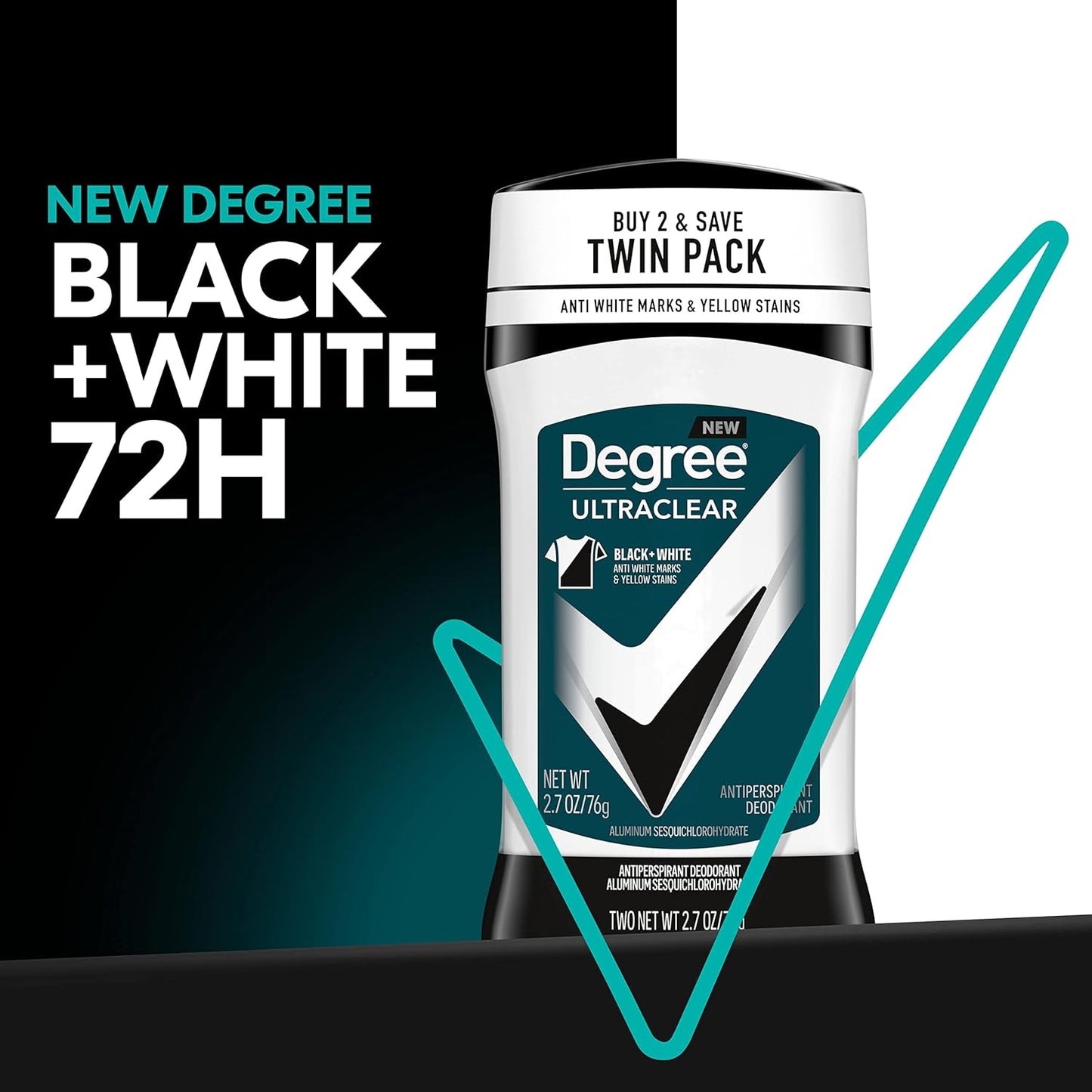 Degree Men UltraClear Antiperspirant Black+White Sweat & 2 Count 2.7 oz