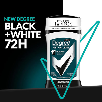Degree Men UltraClear Antiperspirant Black+White Sweat & 2 Count 2.7 oz