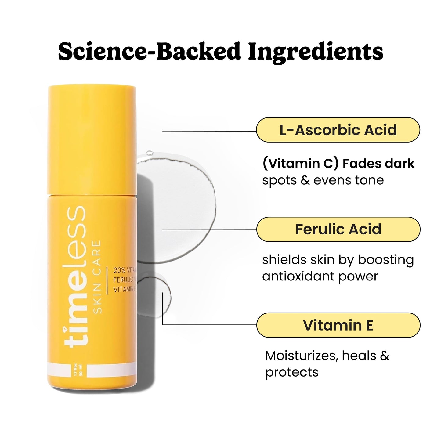 Timeless 20% Vitamin C + E Ferulic Acid Serum, Antioxidant, 4 fl oz