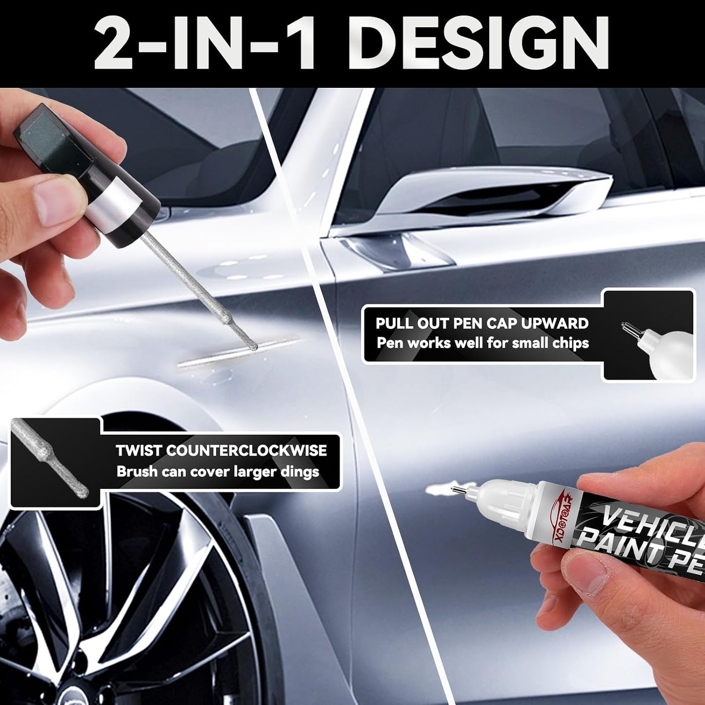 Matte Black Touch Up Paint for Cars, Universal and Color Accurate Automotive Scratch Repair Pen, Lasting Auto Scratch Remover, Quick Drying, Weather Resistant, Easy to Use, Versatile Use