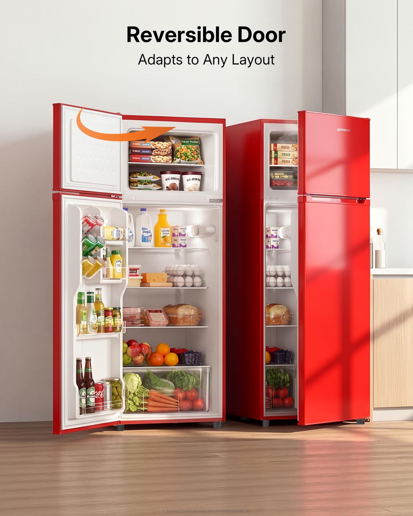 Upstreman 7.7 Cu.Ft. Refrigerator with Freezer Double Door Refrigerator