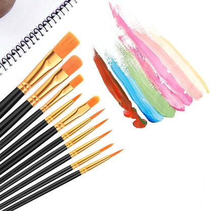 AROIC 10 Pcs Paint Brushes, Acrylic Oil Watercolor Painting Brush Set