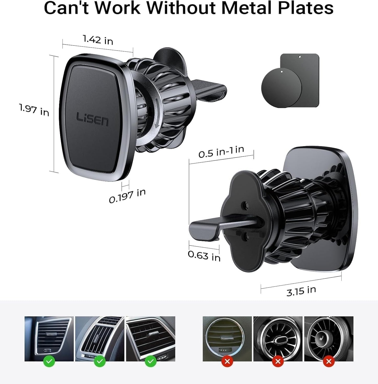 LISEN for Magsafe Car Mount, Magnetic Phone Holders for Your Car Vacuum, Phone Mount for Car Accessories for Women Men Jeep BMW, Suction Holder Kits, for iPhone 17 Pro Max 16 15 14 13 12,Carbon Fiber