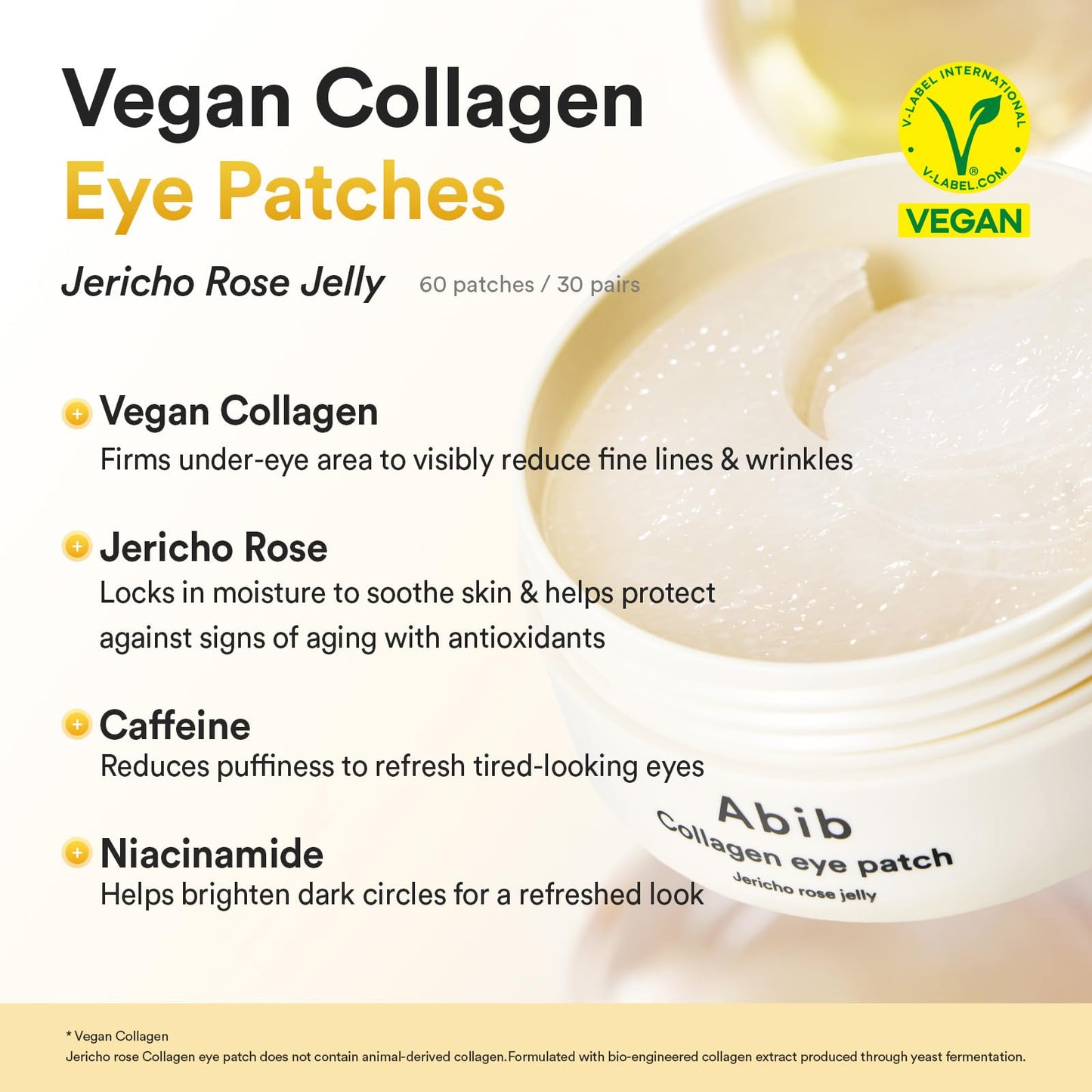 Abib PDRN Retinal Eye Patches for Rejuvenating & Puffy Eyes with Glow Jelly, Niacinamide, 60 Count, Korean Skin Care