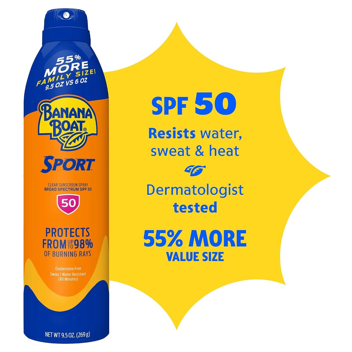 Banana Boat Sport SPF 50 Sunscreen Spray, 6 oz (2 Pack)