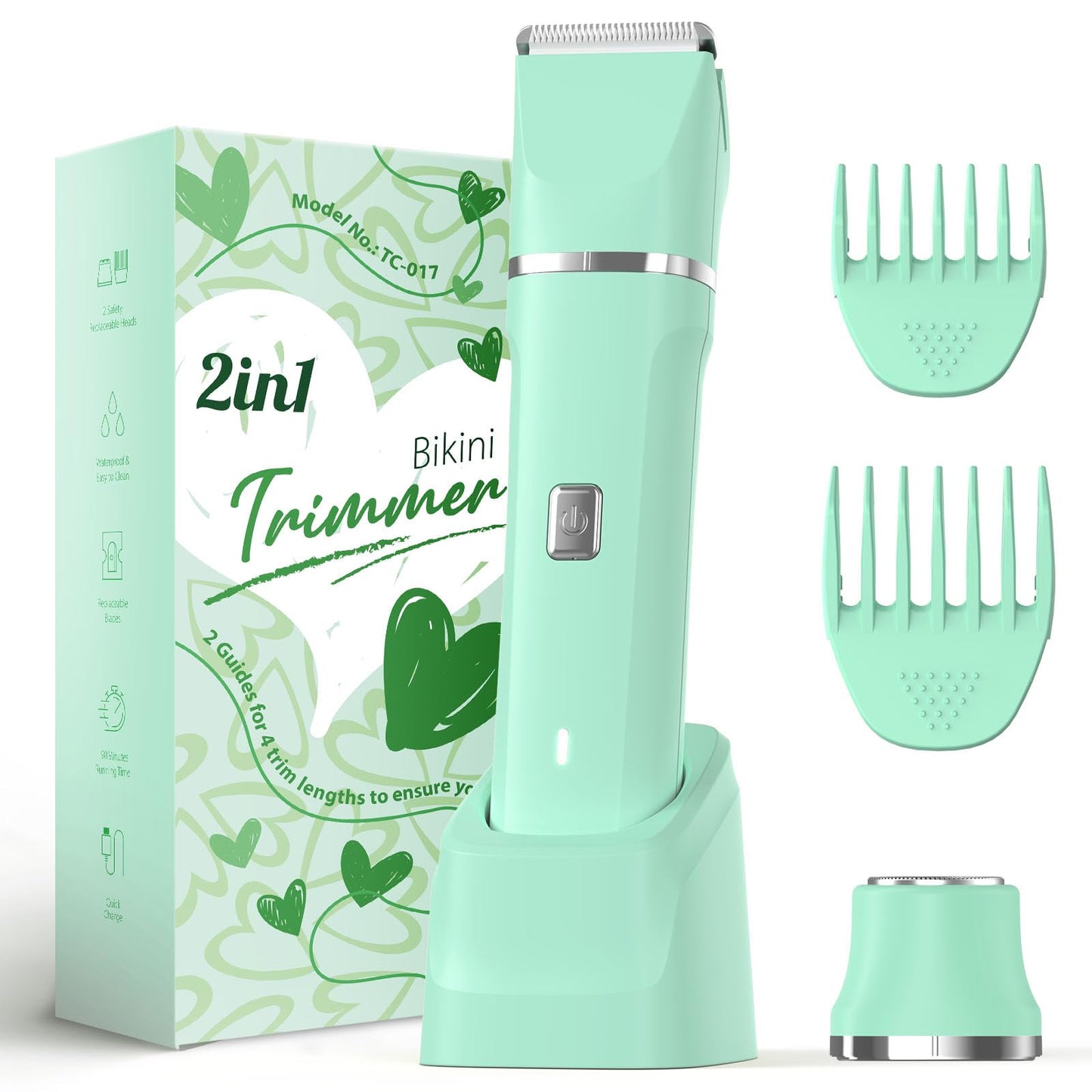 Risina 2-in-1 Bikini Trimmer for Women, Women's Electric Razor, Face Shaver