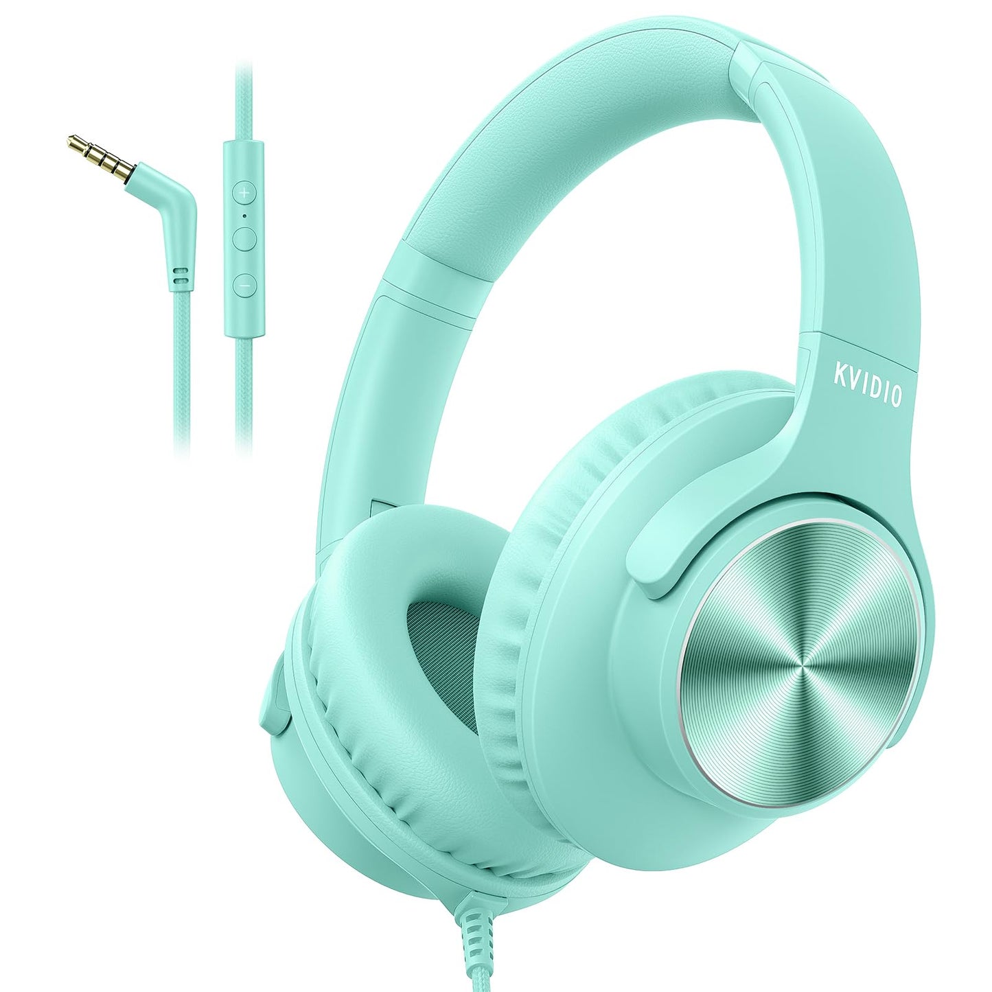 Wired Headphones with Mic, Over-Ear 3.5mm Corded Headphone for School Black