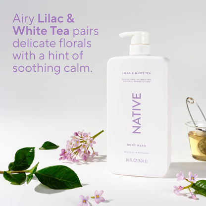 Native Clean Body Wash, Gentle & pH-balanced for Sensitive Skin, 24-Hr Freshness for Women & Men, Vegan & Cruelty-Free, Free of Sulfates, Parabens & Phthalates, Sandalwood & Shea Butter, 36 oz