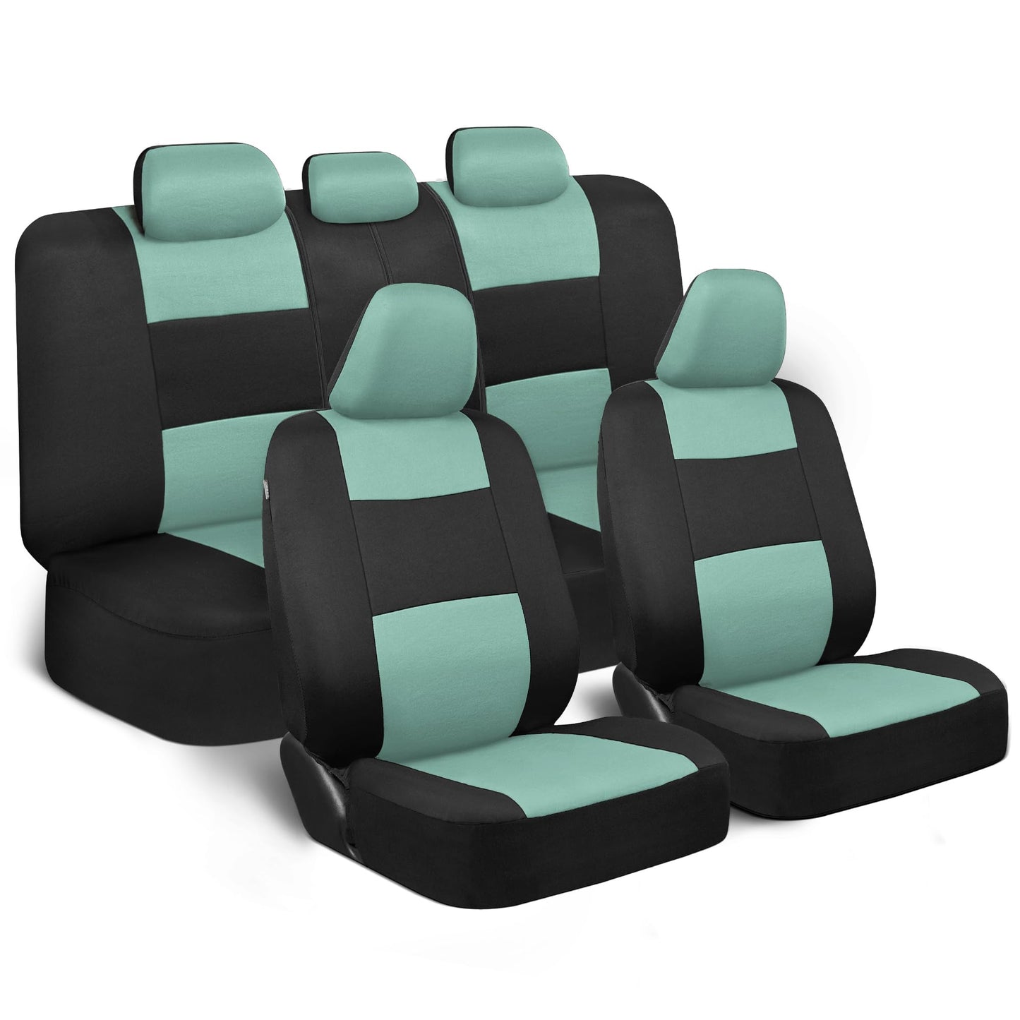 BDK PolyPro Car Seat Covers Full Set in Solid Black, Front and Rear Split Bench Seat Covers for Cars, Easy to Install Car Seats Cover Set and Accessories for Auto Trucks Van SUV - Solid Black