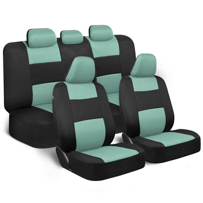 BDK PolyPro Car Seat Covers Full Set in Solid Black, Front and Rear Split Bench Seat Covers for Cars, Easy to Install Car Seats Cover Set and Accessories for Auto Trucks Van SUV - Solid Black