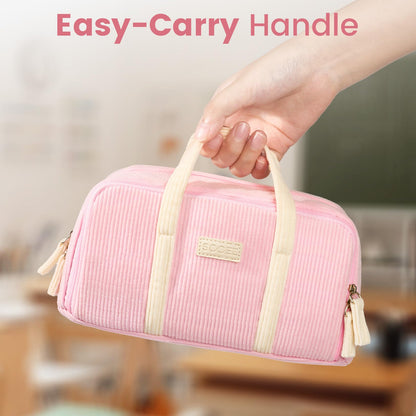 Sooez Large Pencil Case Pouch, Extra Big Pencil Bag with 5 Compartments