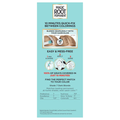 L'Oreal Paris Magic Root Permanent Hair Color Kit, 100% Gray Hair Coverage In Just 10 Minutes, Precision Brush Applicator for Seamless Application, 4 Dark Brown (2 Count)