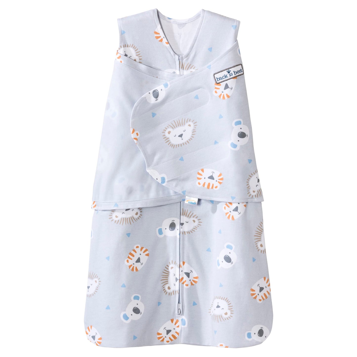 HALO 100% Cotton Sleepsack Swaddle, 3-Way Adjustable Wearable Blanket, TOG 1.5, Baby Blue, Newborn, 0-3 Months