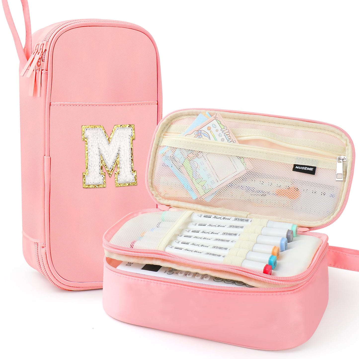 Cute Large Pencil Case Pouch,Personalized Initial Pencil Bag for Girls Boy