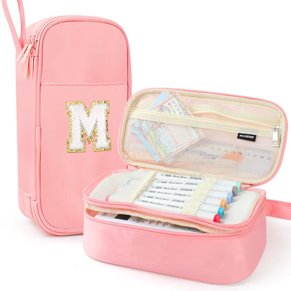 Cute Large Pencil Case Pouch,Personalized Initial Pencil Bag for Girls Boy