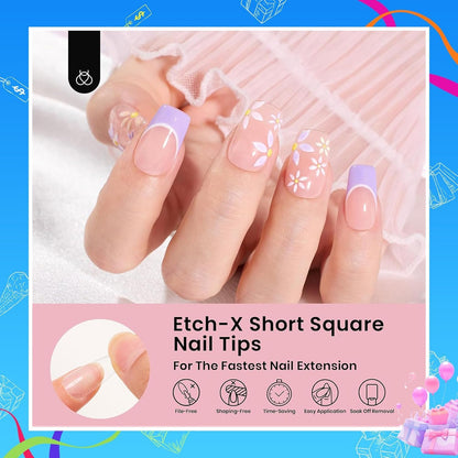 Beetles Soft Gel Nail Tips Short Almond 288pcs in 12 Sizes Etch-X