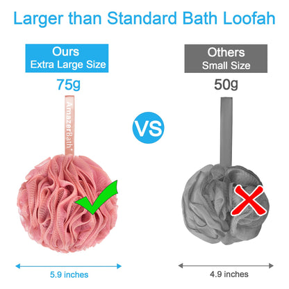 AmazerBath Loofah Sponge 75g/Piece, Loofah for Men Body Scrubber - Bath Sponge Loofa Set of 4 Black (Large)