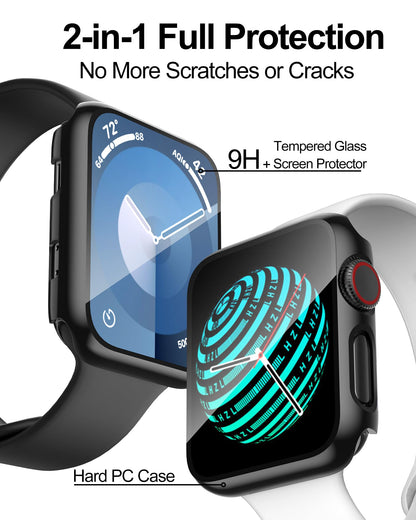 Smiling 2 Pack Case Compatible with Apple Watch SE 3 (2025)/ SE 2/ SE/Series 6/5/4 40mm with Tempered Glass Screen Protector, Hard PC Case Overall Protective Cover- 1 Blue+ 1 Transparent